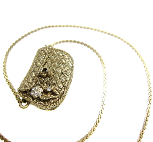 （画像用） アンティーク　 かごバッグ ネックレス