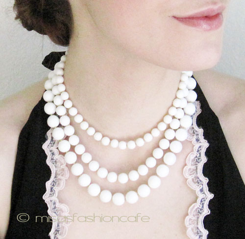 （画像用） 3連 ミルクガラス ネックレス