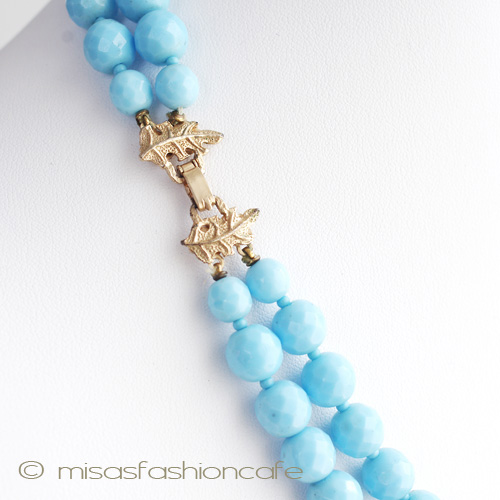 （画像用） Castlecliff ブルーガラス 豪華２連　ネックレス