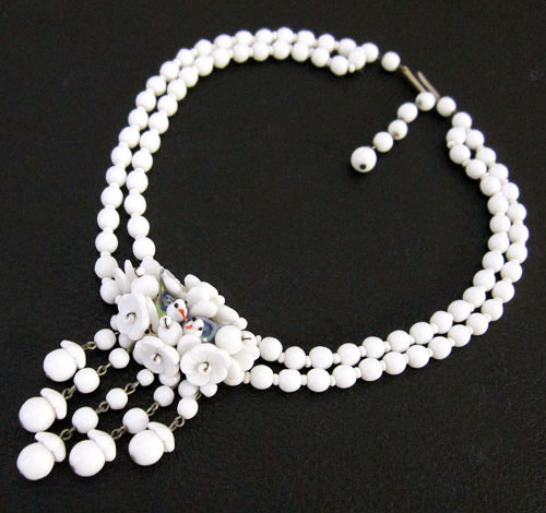 （画像用） 1点ものガラス鳥と花 　ネックレス