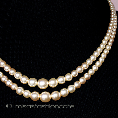 （画像用） アンティーク ネックレス パール２連　RSクラスプ