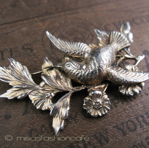 （画像用） Sterling Silver 銀製 　Coro刻印 鳥と花