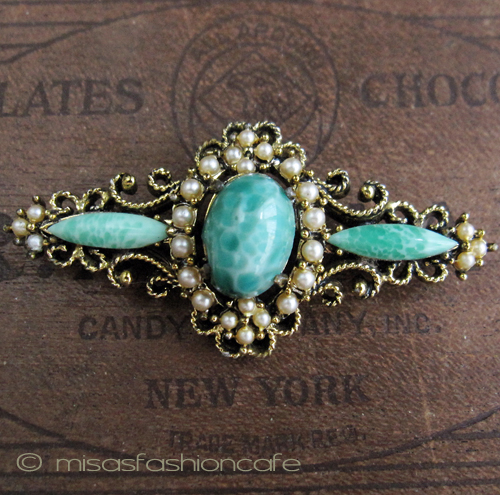 （画像用） ガラス＆パール　ブローチ