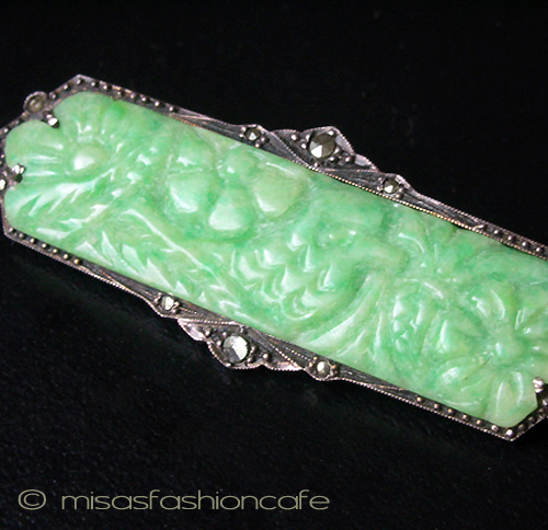 （画像用） 天然石　銀製 鳥と花　ブローチ