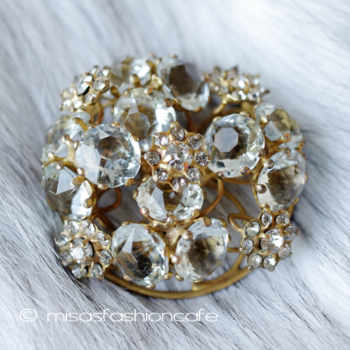 （画像用） Vogue Sterling銀製 クリスタルの花ブローチ