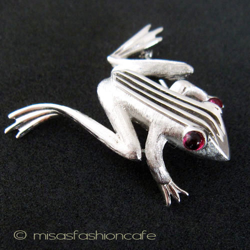 （画像用） クラウン Trifari 　カエル蛙 ブローチ