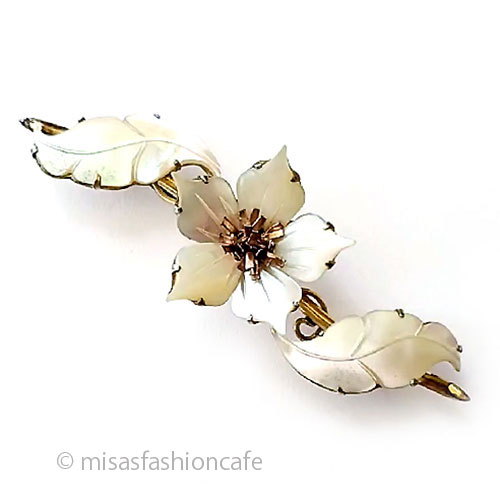 12K gf　Sterling 銀製 マザーオブパールのお花 - ウインドウを閉じる