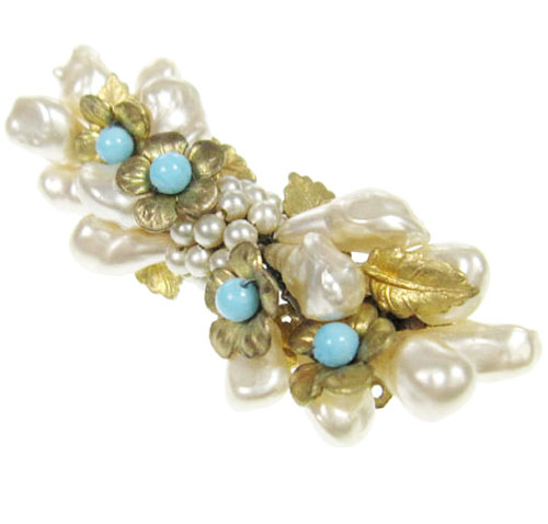 （画像用） Louis Rousselet　フランス製 バロックパールお花ブローチ