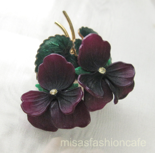 （画像用） アンティーク ブローチ パンジー・すみれのお花