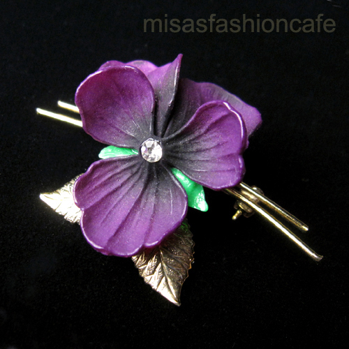 （画像用） アンティーク ブローチ パンジー・すみれのお花