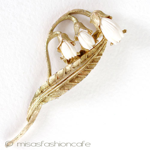 （画像用） 本象牙　アイボリー　 すずらん　ブローチ