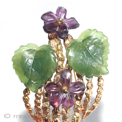 （画像用） スミレのお花　ブローチ １８ｋｔ　RGP　ドイツ製