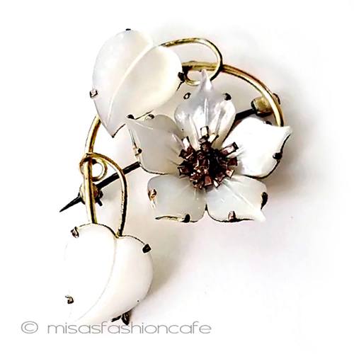 12K gf　Sterling 銀製 マザーオブパールのお花 - ウインドウを閉じる