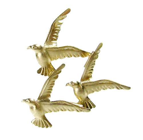 （画像用） SterｌingSilver 銀製 Beau刻印 鳥ブローチ