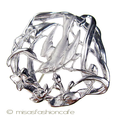 （画像用） Sterling925 銀製　鳥 ブローチ兼ペンダント