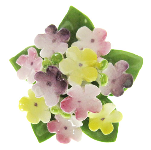 （画像用） ポーセリン　英国製 花ブーケ　ブローチ