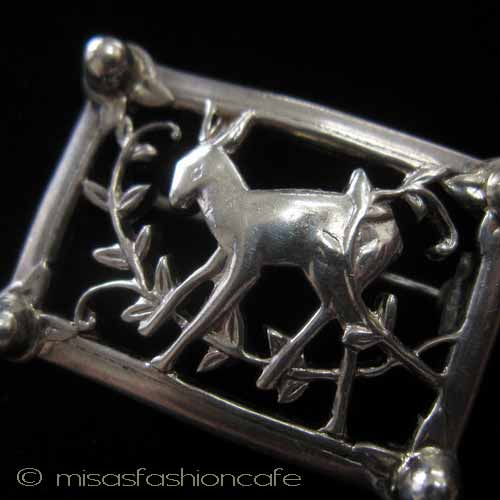 （画像用） スターリングシルバー銀製 Coroバンビ鹿ブローチ