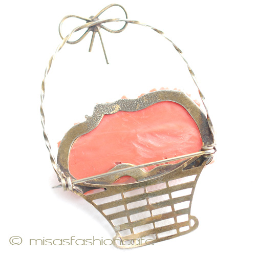 （画像用） スターリングシルバー 花かご銀製　ブローチ