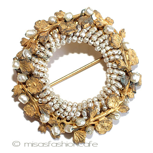 （画像用） ミリアムハスケル　お花 バロックパール ブローチ