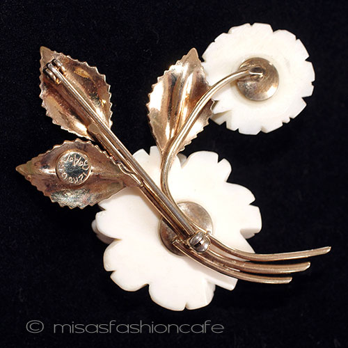 （画像用） 象牙アイボリー12Kgf ローズ　ブローチ