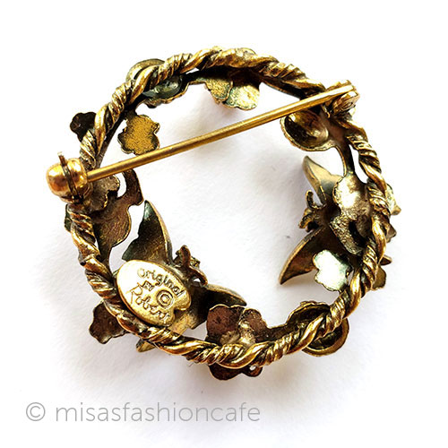 （画像用） Original By Robert 蝶と花リースブローチ