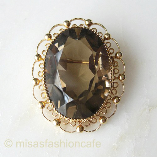 （画像用） 12K GE 天然トパーズ 豪華ペンダント兼ブローチ