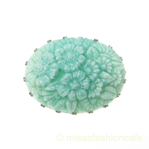 （画像用） チェコ製 ガラス フローラル ブローチ