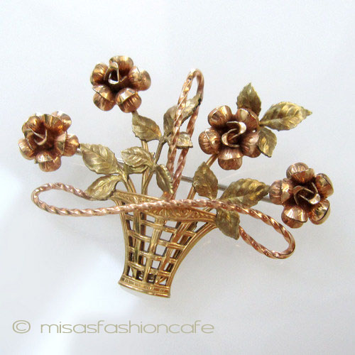 Krementz　ブローチ 14Kgf　バラの花かご - ウインドウを閉じる