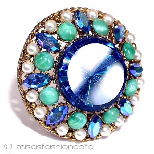 （画像用） Regencyリージェンシー パール＆ガラスブローチ