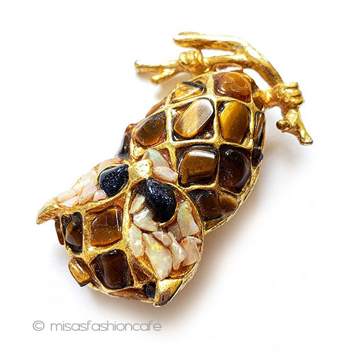 （画像用） SWOBODA　スワボダ 天然石オパール梟の鳥