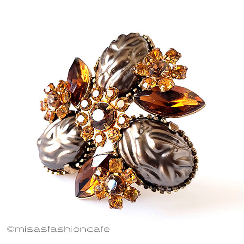 （画像用） ヴィンテージジュエリー バロックパール花ブローチ