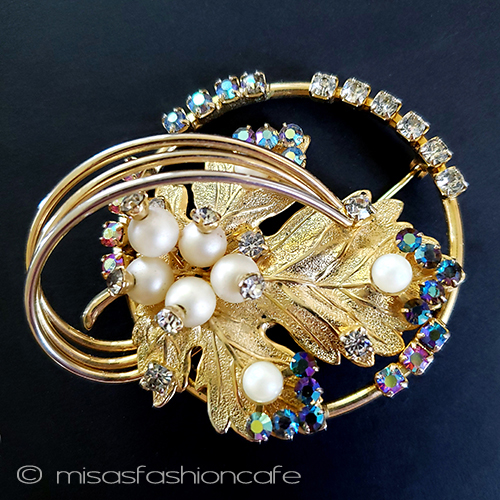 （画像用） パールＲＳ金葉ブローチ
