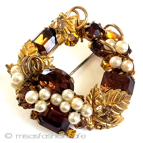 （画像用） Austriaオーストリア刻印 RSパール葡萄ブローチ