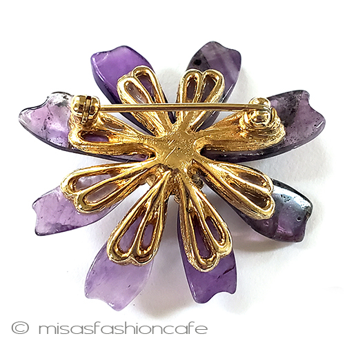 （画像用） 真珠・天然石のお花 アンティークブローチ