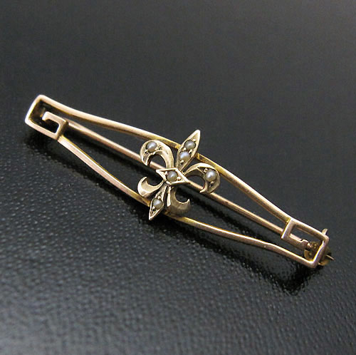 （画像用） アンティークブローチ 10K刻印　真珠１０金