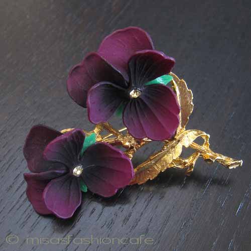 （画像用） ヴィンテージジュエリー パンジーすみれブローチ