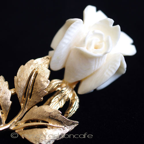 （画像用） 本象牙　アイボリー ローズ　ブローチ