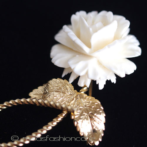 （画像用） 象牙アイボリー12K gf ローズ　ブローチ