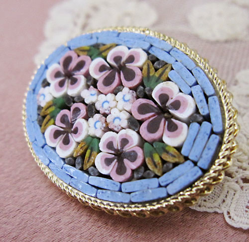 （画像用） イタリア製モザイクブローチ