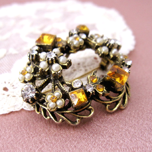 （画像用） Florenza フロレンザ 花リース　ブローチ