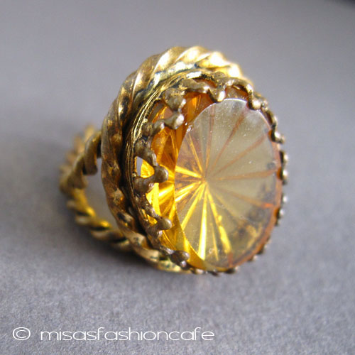 （画像用） ハニー・カットグラス アンティーク　リング
