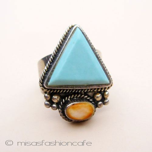 （画像用） スターリングシルバー925 ターコイズ天然石リング