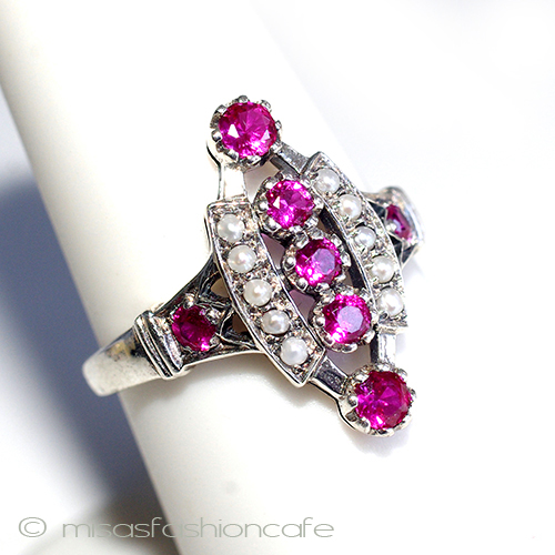 （画像用） 真珠　ルビー　リング　 スターリングシルバー