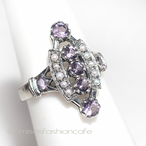 （画像用） 真珠　アメジスト　リング　 スターリングシルバー刻印
