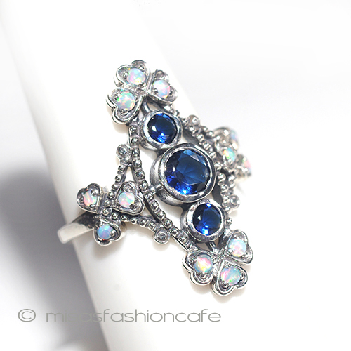 （画像用） オパールサファイヤ　リング スターリングシルバー刻印