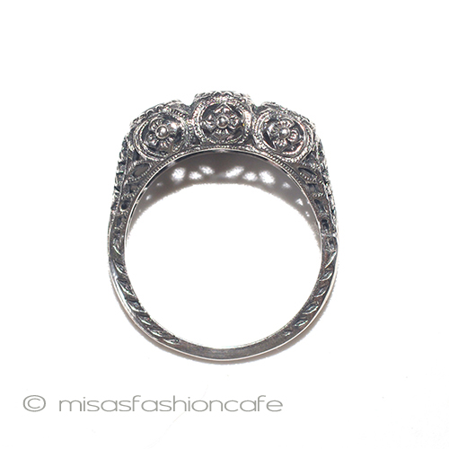 （画像用） 天然石トパーズ　お花リング　 スターリングシルバー刻印