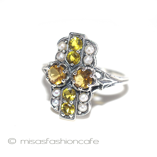 （画像用） 真珠　シトリン　リング　 スターリングシルバー刻印