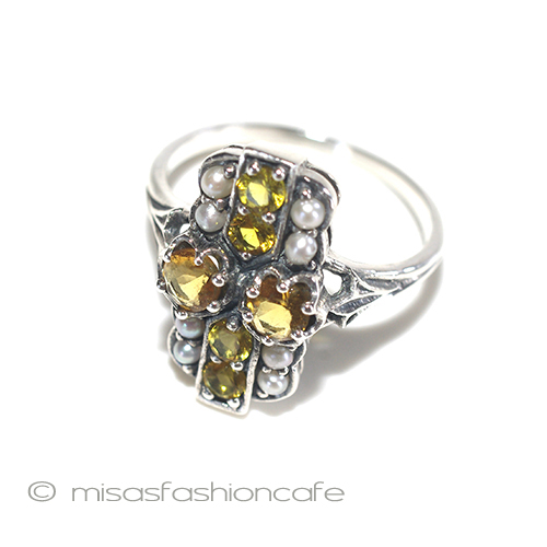 （画像用） 真珠　シトリン　リング　 スターリングシルバー刻印