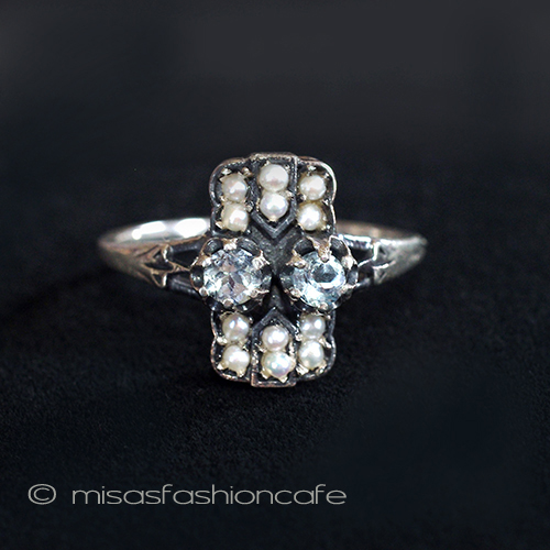 （画像用） 真珠アクアマリン　リング　 スターリングシルバー刻印