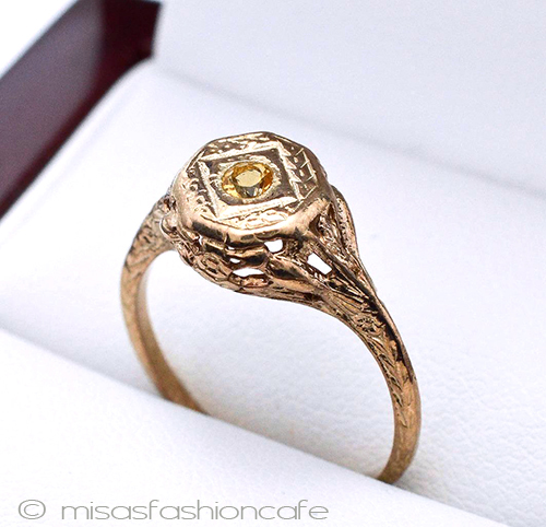 （画像用） 天然石　シトリン　リング 14Kローズゴールド　925